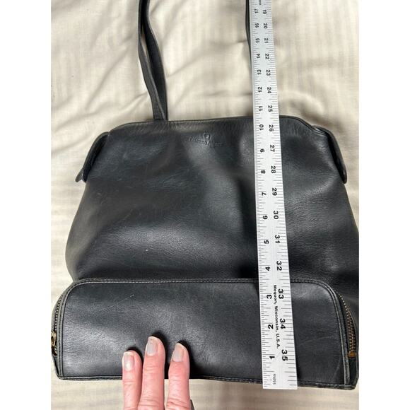 Etienne Algner Black leather shoulder bag Bohemian Hippie Grunge Hobo Basic - Picture 10 of 13